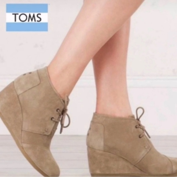 Toms Desert Suede Ankle Wedge Bootie Sz 10 - Picture 1 of 6